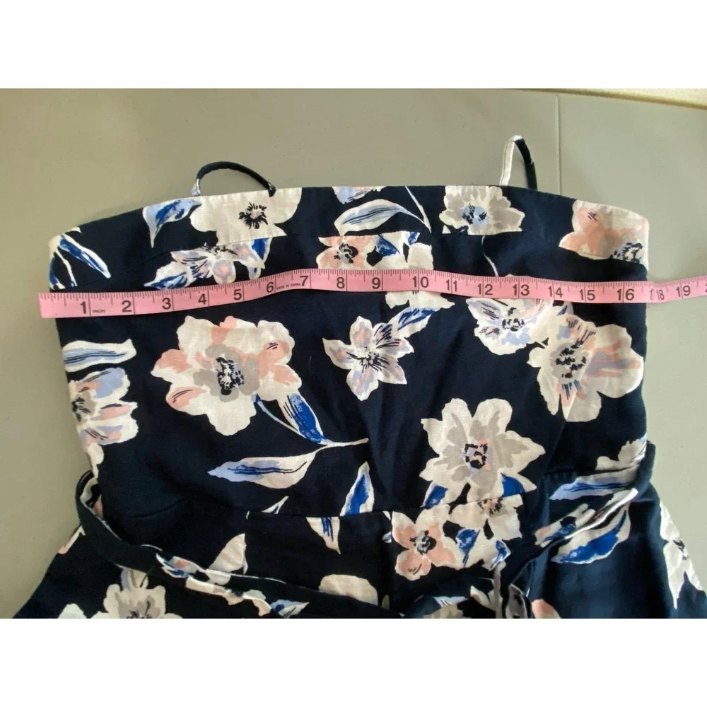 Banana Republic Jumpsuit 6 Linen Blend Floral Wide Leg Tie Waist Strappy